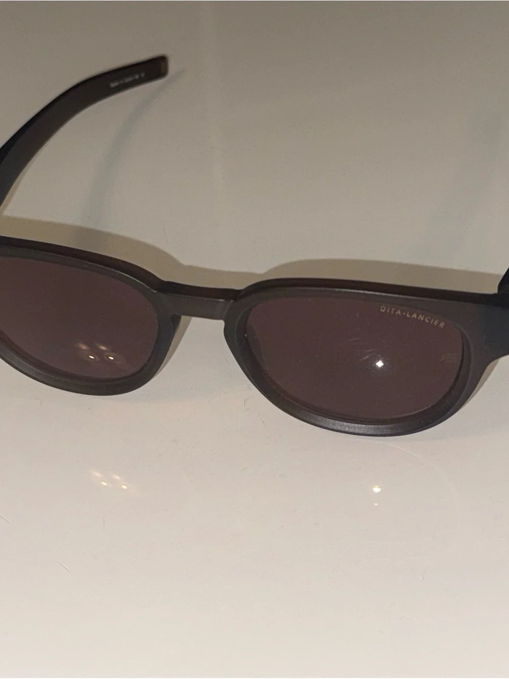 Polarized DITA Brown Matte Round Sunglasses with Rose-Brown Lenses
